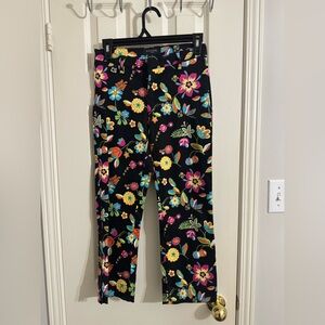 Guess Black Floral Print Pants
